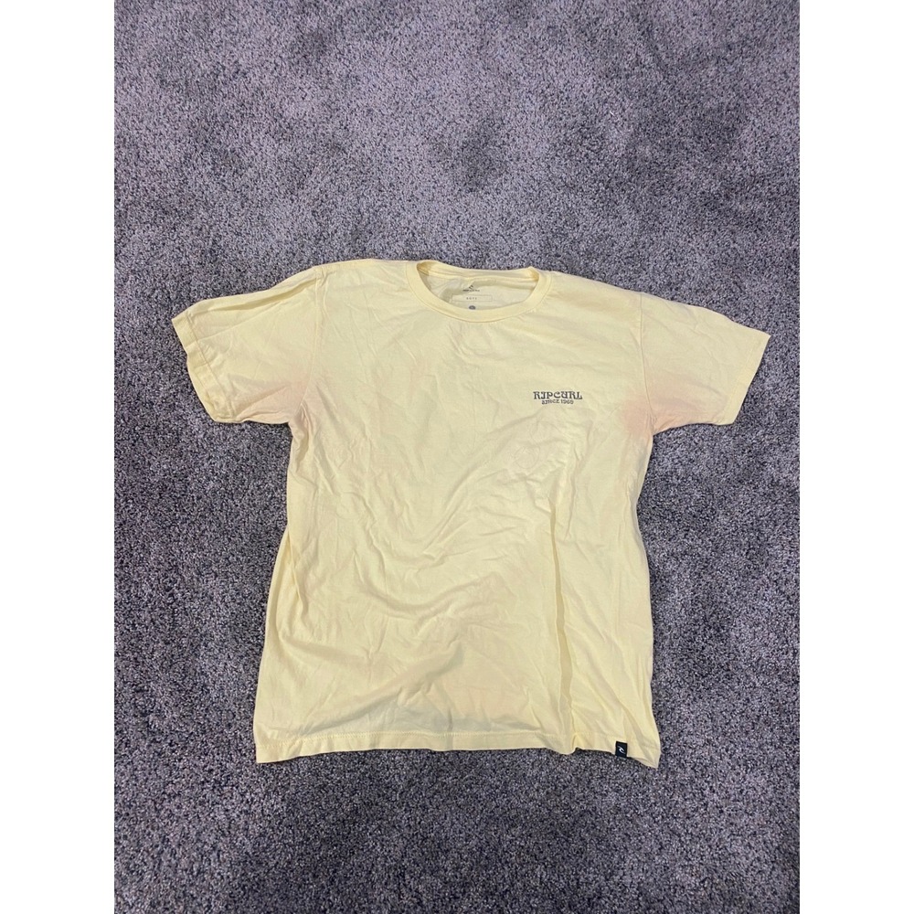 Rip Curl Boys Large Yellow Graphic T-Shirt Wave Sunset Surf Tee 100% Cotton